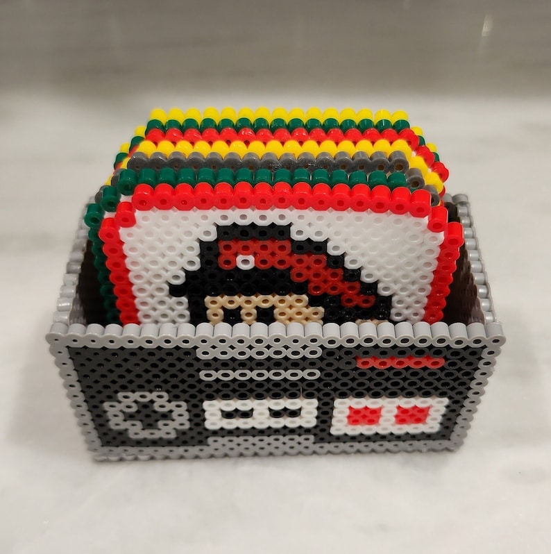Super Mario Brothers Perler Bead Coaster Set Etsy