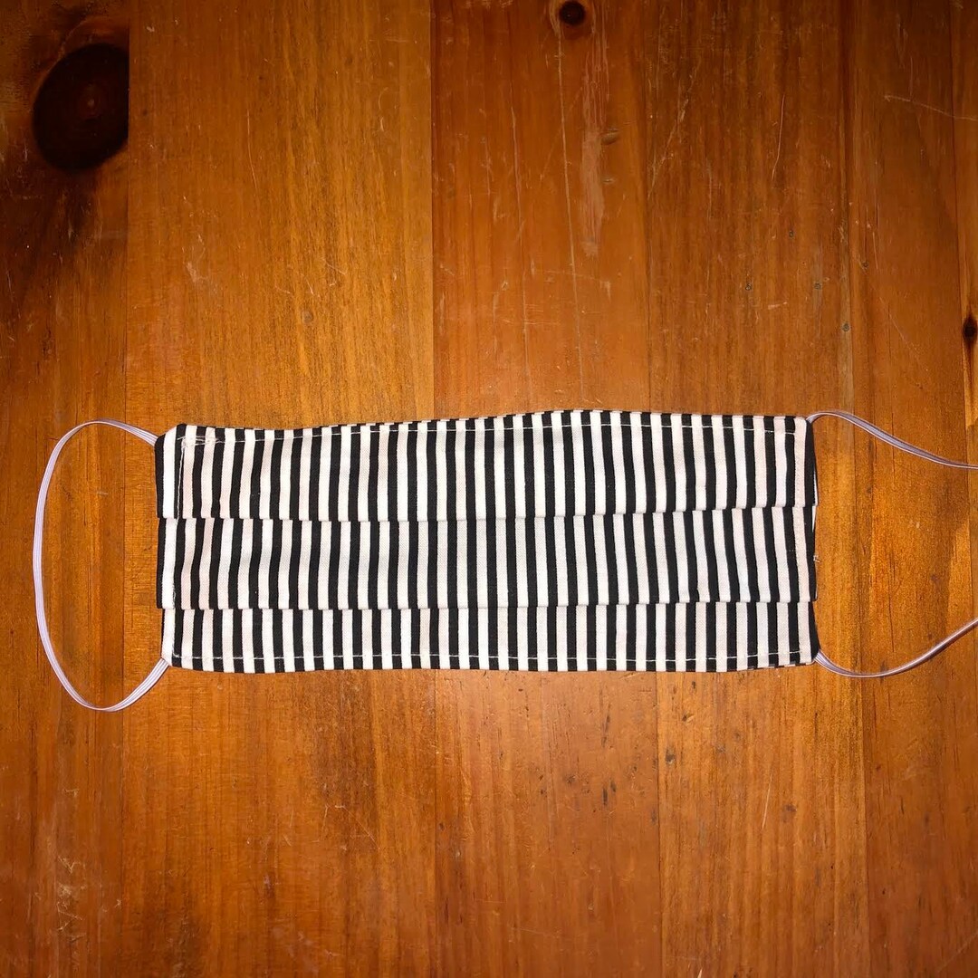 Black & White Stripe Face Mask Etsy