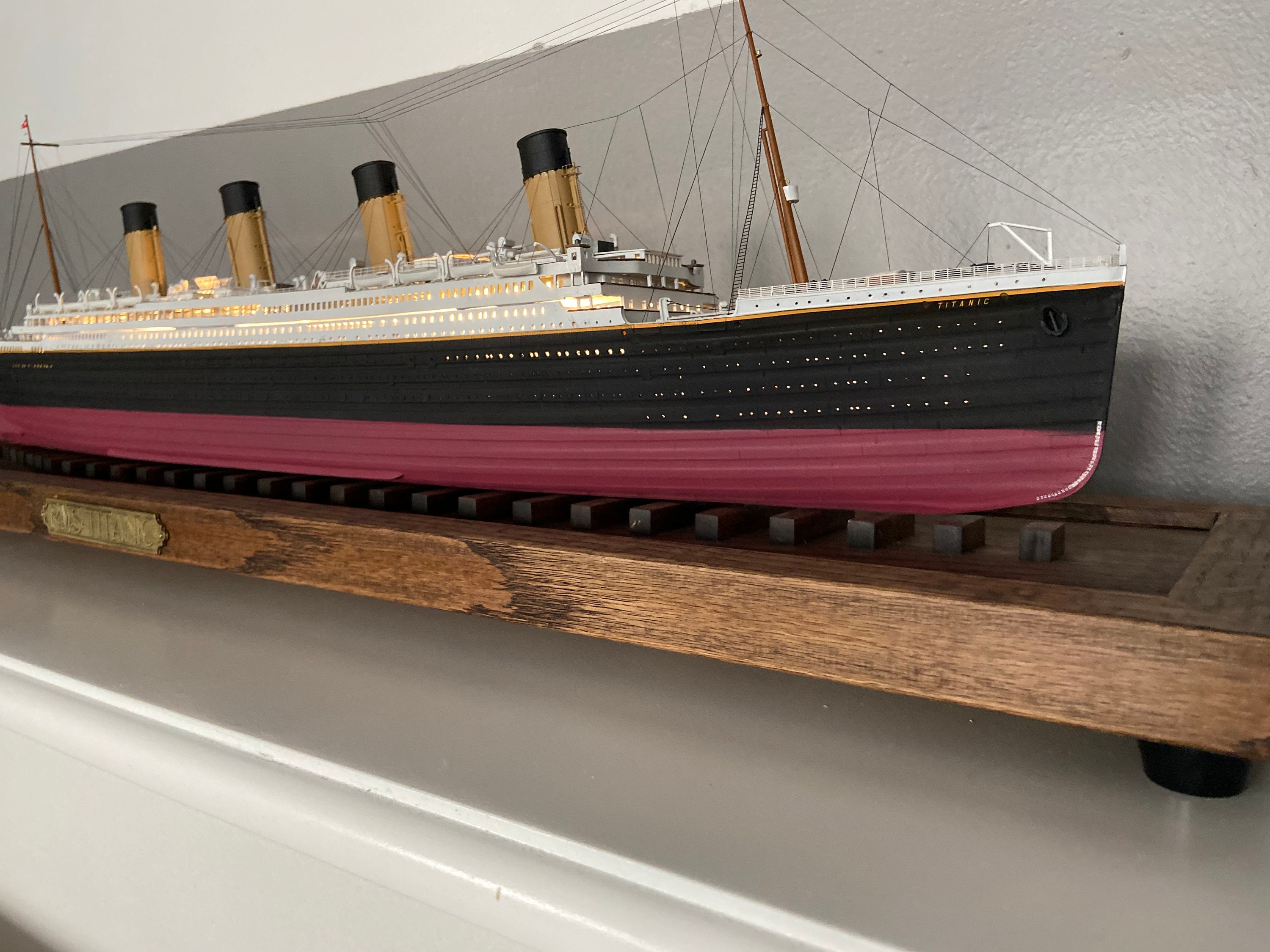 RMS Titanic Model 1/350 Scale with Custom Wood Base and Etsy