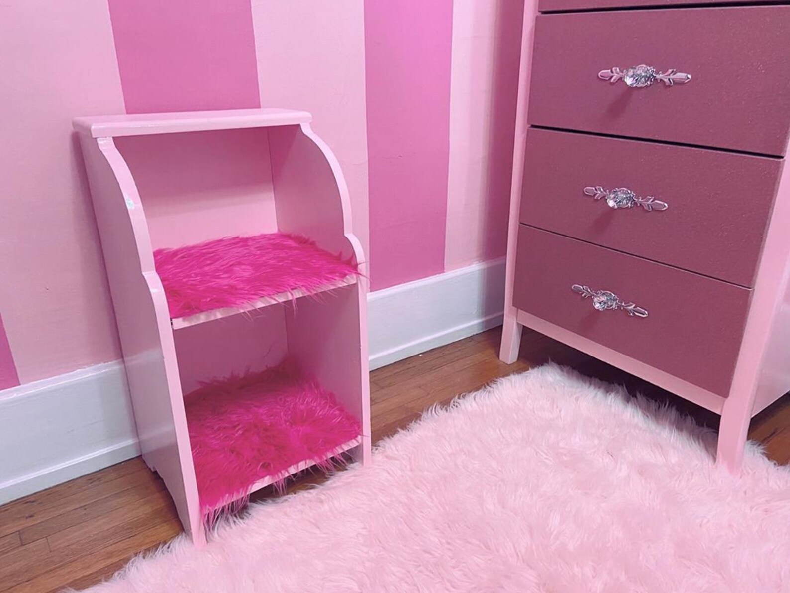 pink bookcase
