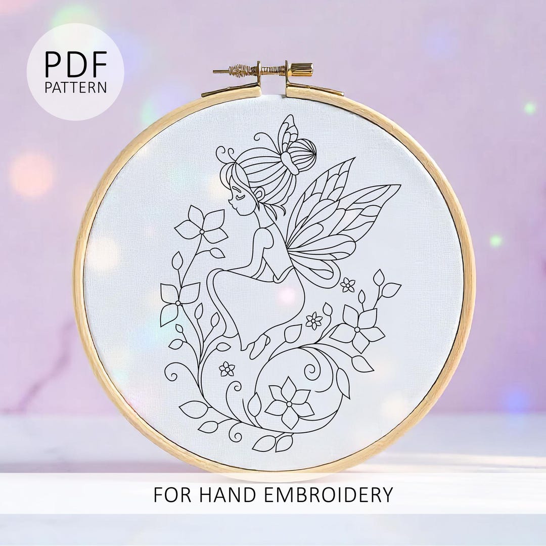Floral Fairy Hand Embroidery Pattern - 6 Sizes (PDF Pattern) - Etsy