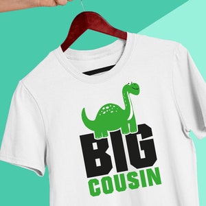 Big Cousin Dinosaur Cartoon Design Cut Files SVG Vector Cool Typo Style Fashion Logo Quote for Boys and Girls
