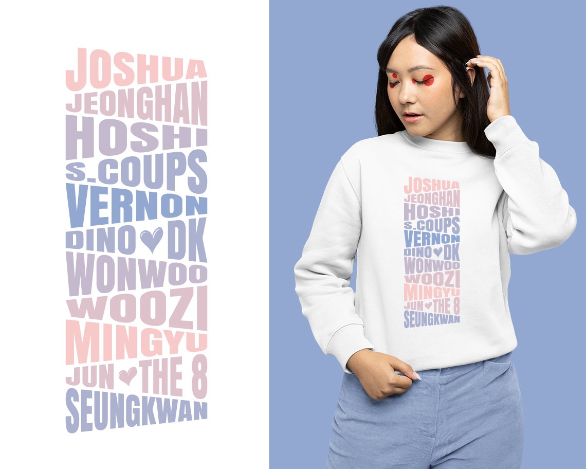 Digital Seventeen Member Names - Layered Svg Vector Cut File for