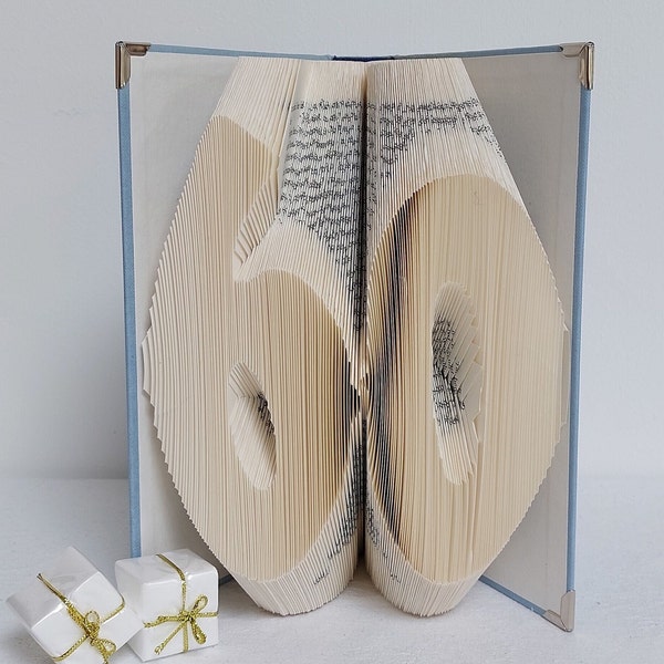 Round birthday, gift, folded book art number 20,30,40,50,60,...., anniversary, folded book, personalized, for him and her