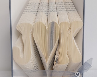 Book folding art, Personalized wedding gift, Initials, Gift, Love, Folded book, 1st anniversary, Engagement