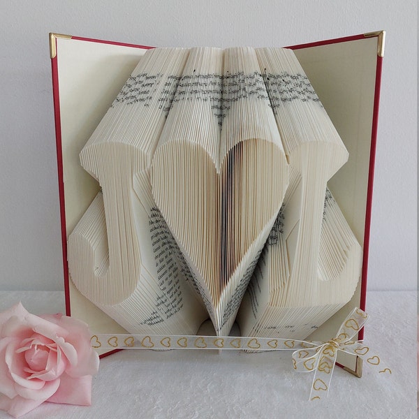 Couple Initials , Folded Book , Small Personalized Wedding Gift , Book Folding Art , Love Book , Letters , Gift