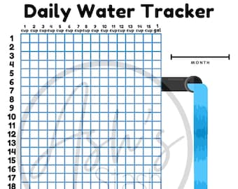 Tägliches Wasserprotokoll zum Ausdrucken | Motivation zum Abnehmen (Digitaler Download)