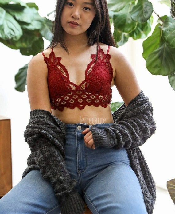 Buy Floral Lace Racerback Bralette With Padding in Olive Green for Women  and Teens Online in India 