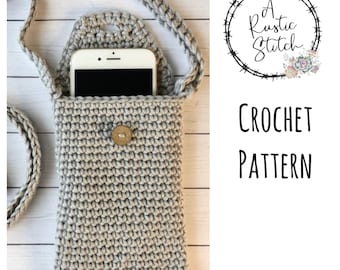 Crochet Pattern Only ~ Crossbody Cell Phone Purse ~ Cell Phone Bag ~ Small Bag