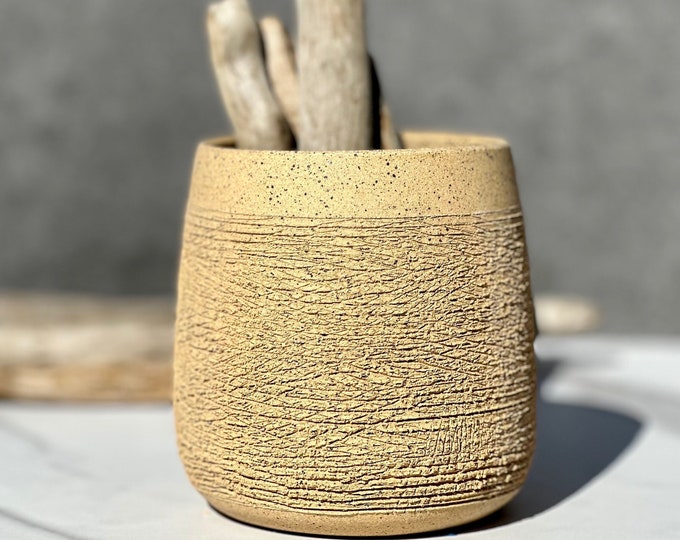 Textured Handmade Ceramic Planter - Small Succulent Planter Earthy Planter, Pottery Stoneware