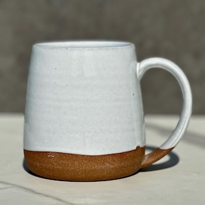 15oz White Handmade Coffee Mug, Large Ceramic Coffee Mug Stoneware, White Coffee Mug Pottery, Tea Mug, Ceramic Drinkware