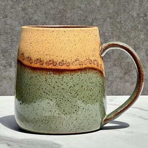 Bicycle Handmade Mug, Bicycle Ceramic Coffee Mug Stoneware, Bike Mug Pottery, Tea Mug, Bike Ceramic Drinkware