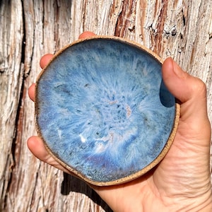 Large Handmade Blue Ceramic Ring Dish: Organic Trinket Catch-All