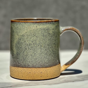 Handmade Blue Green Coffee Mug, Large Ceramic Coffee Mug Stoneware
