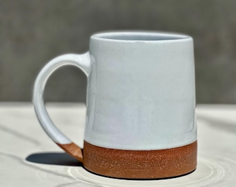 13oz White Handmade Coffee Mug, StonewareMug, White Coffee Mug