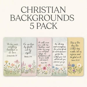 Christian Bible Verse Wallpaper | iPhone/Android | High Resolution | Bible Verse Wallpaper | Digital Download | Floral - 5 Pack