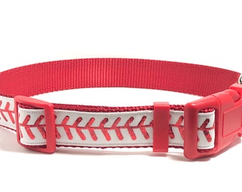 leather baseball dog collar