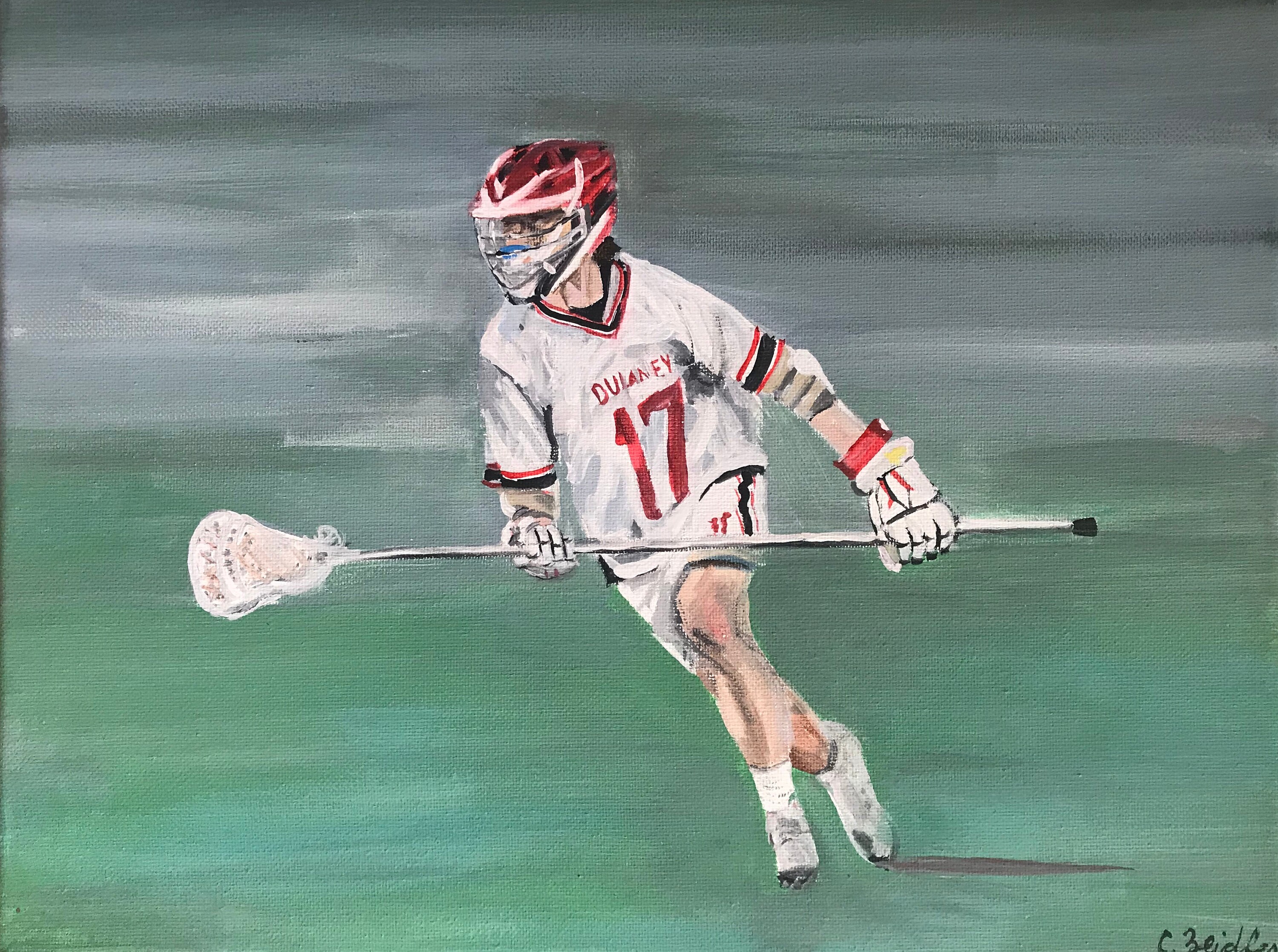 Custom Lacrosse Player Painting on Canvas, Personalized Customized Art