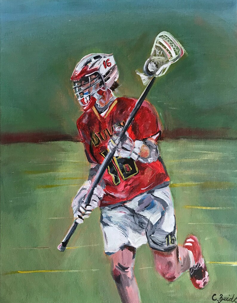 Custom Lacrosse Player Painting on Canvas Personalized Etsy