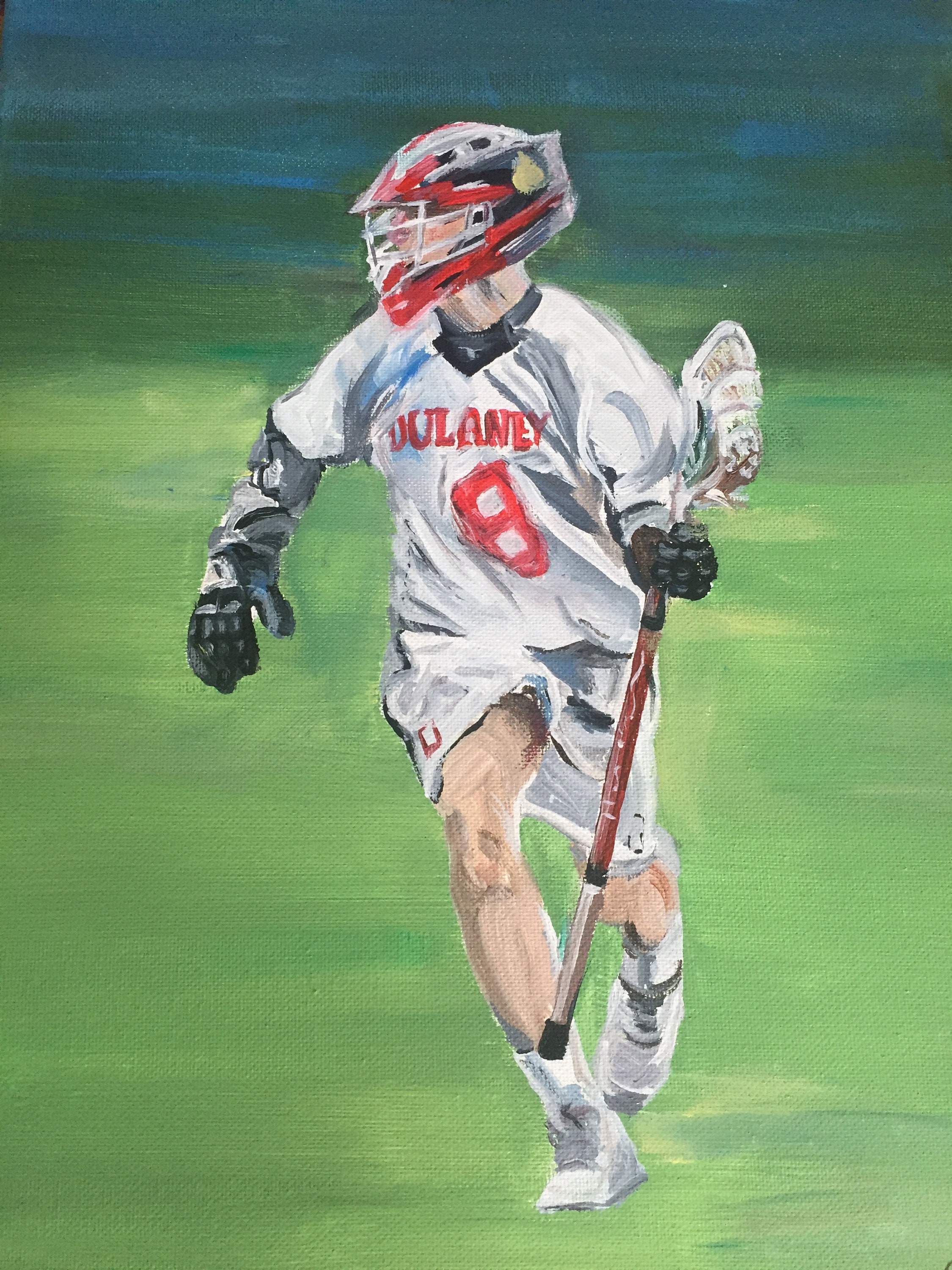 Custom Lacrosse Player Painting on Canvas, Personalized Customized Art