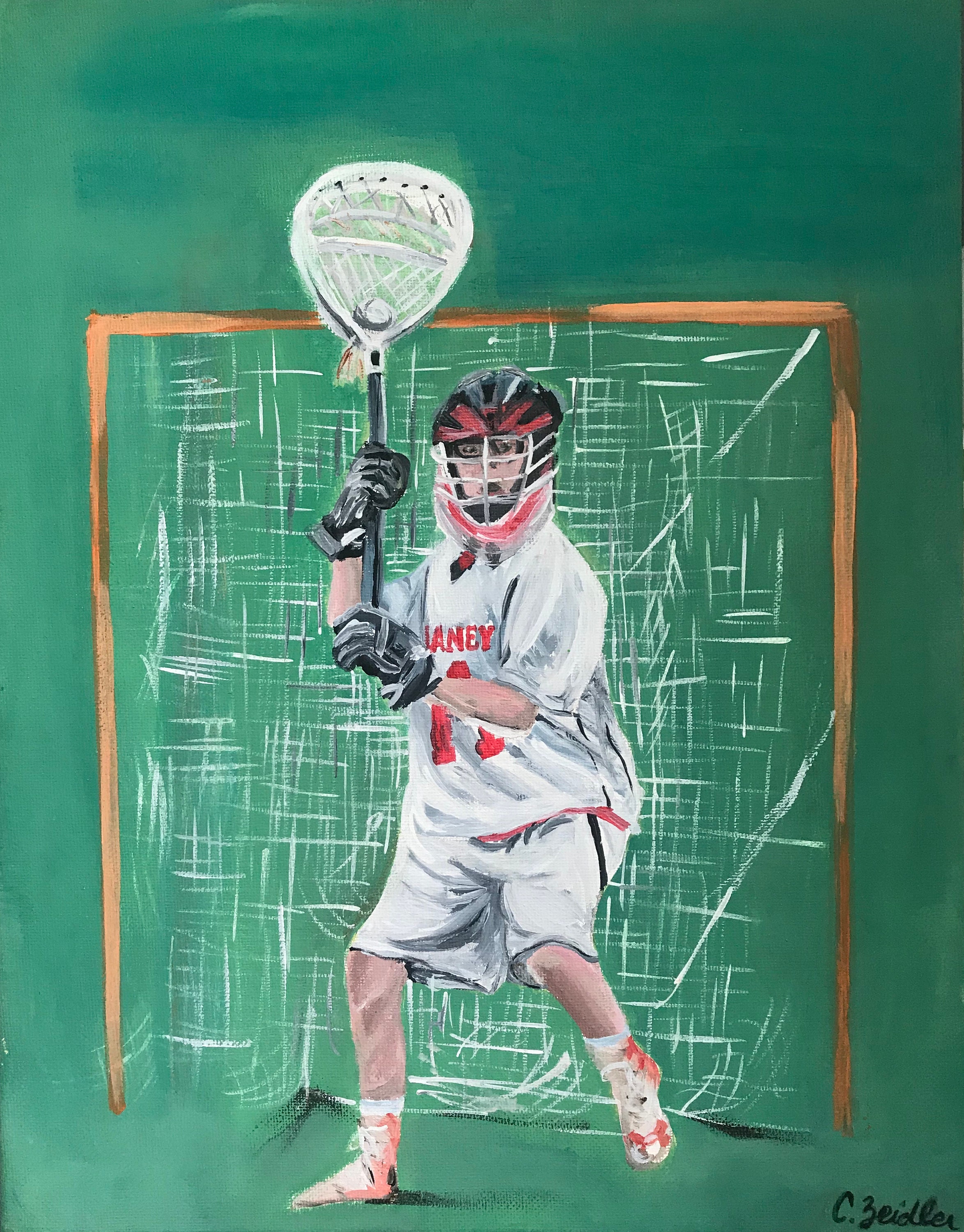Custom Lacrosse Player Painting on Canvas, Personalized Customized Art