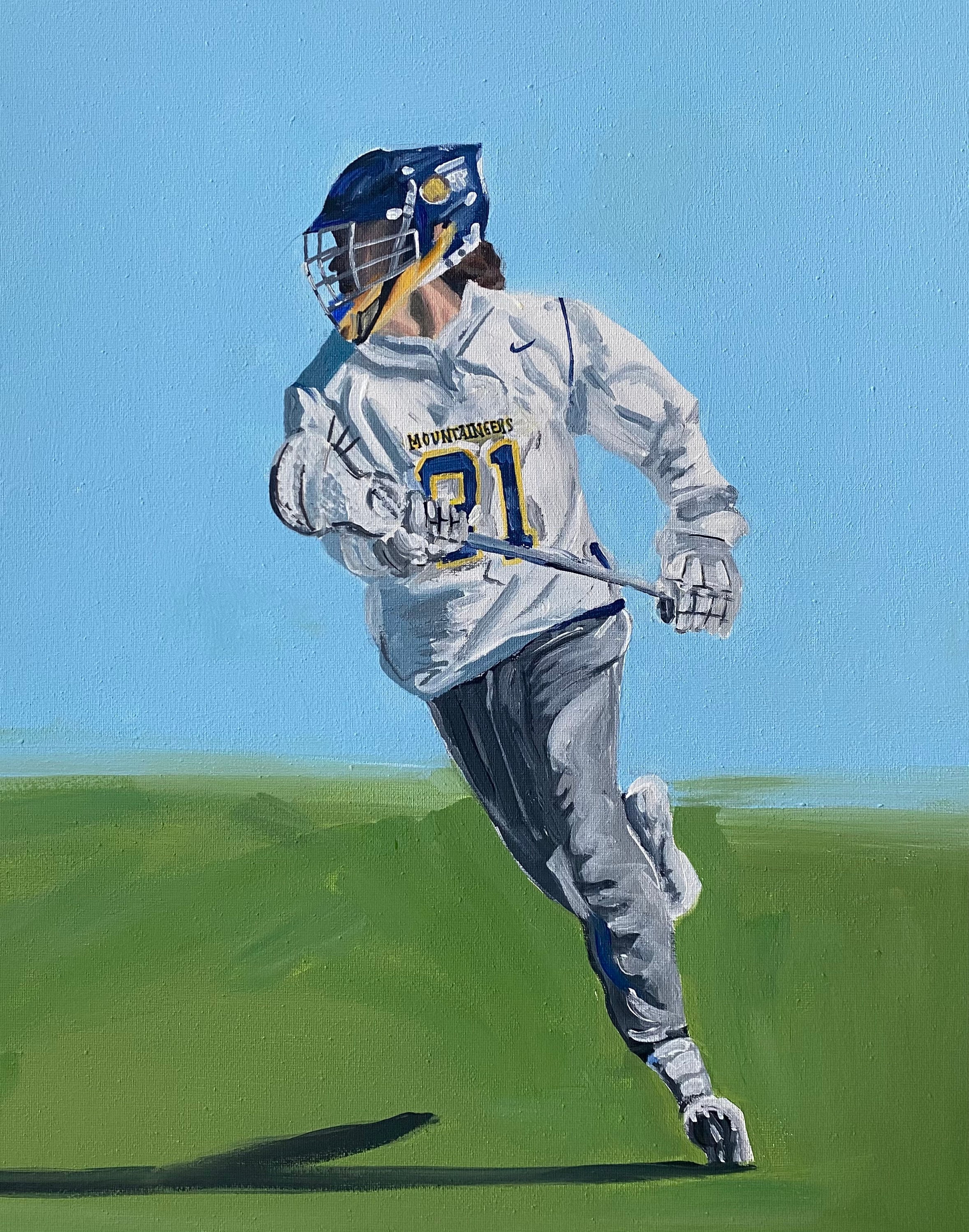 Custom Lacrosse Player Painting on Canvas, Personalized Customized Art