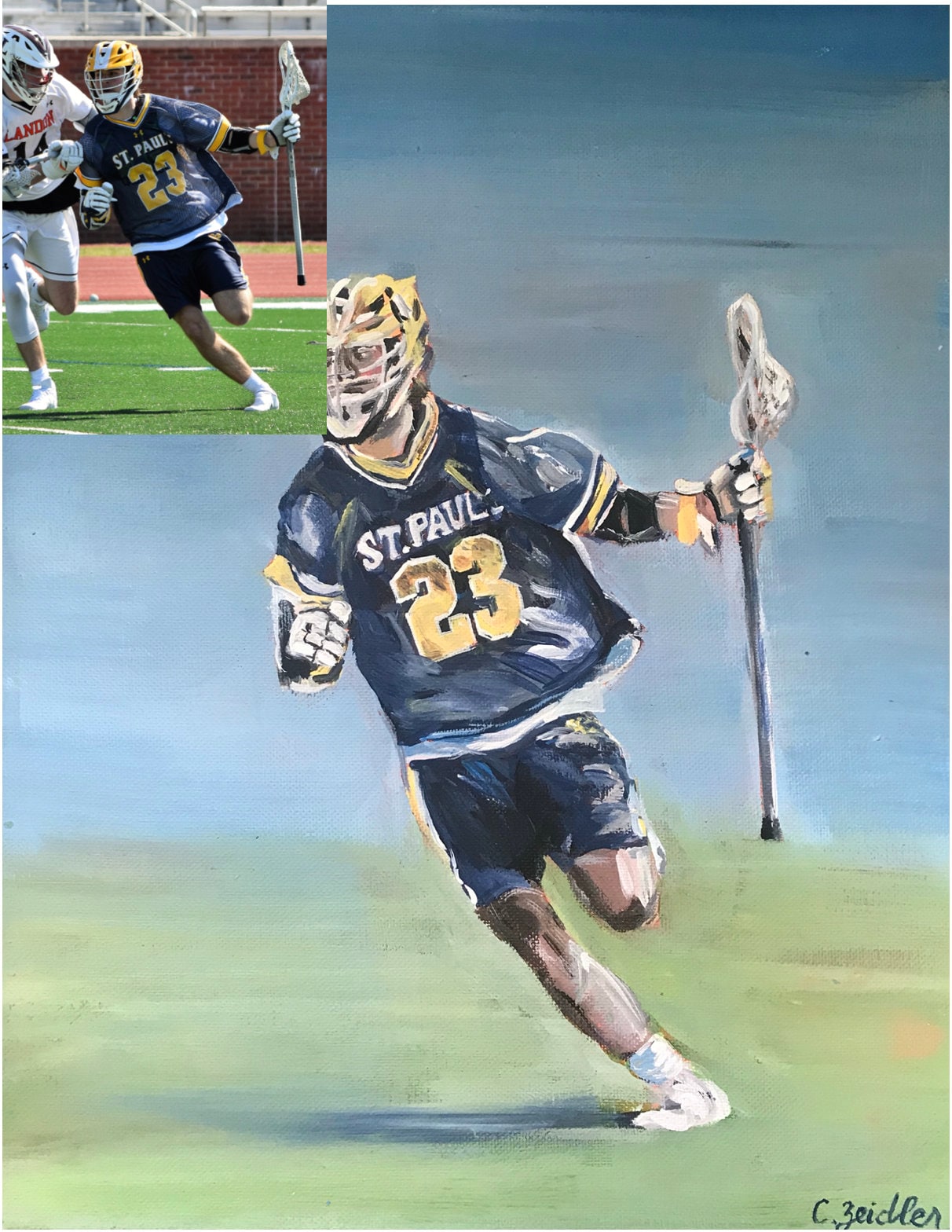 Custom Lacrosse Player Painting on Canvas Personalized Etsy