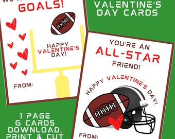 Football Valentine&#39;s Day Cards for Kids | Printable Football Cards for Valentines | Printable Valentines for School | Instant Download
