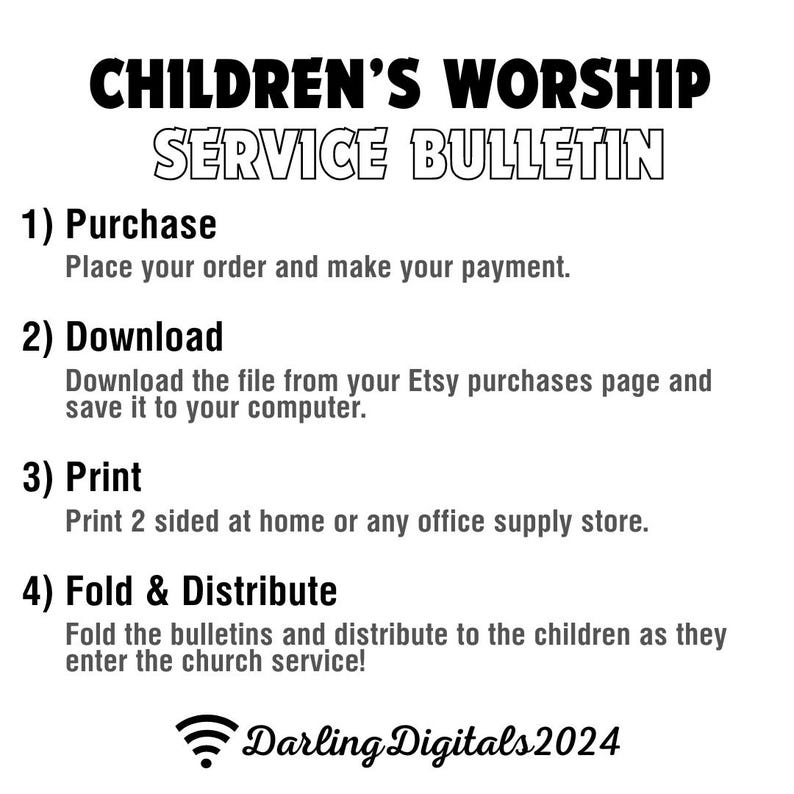 Children's Church Worship Bulletin Printable Church Bulletin for Kids ...