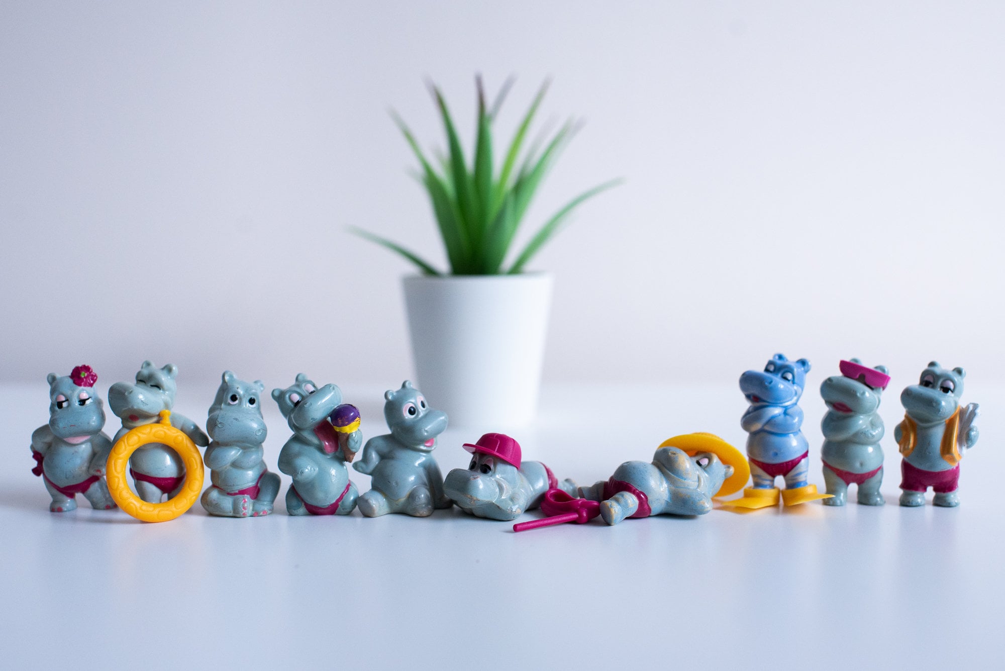 Vintage Kinder Surprise Happy Hippo Figures - 1988 Ferrero Toy