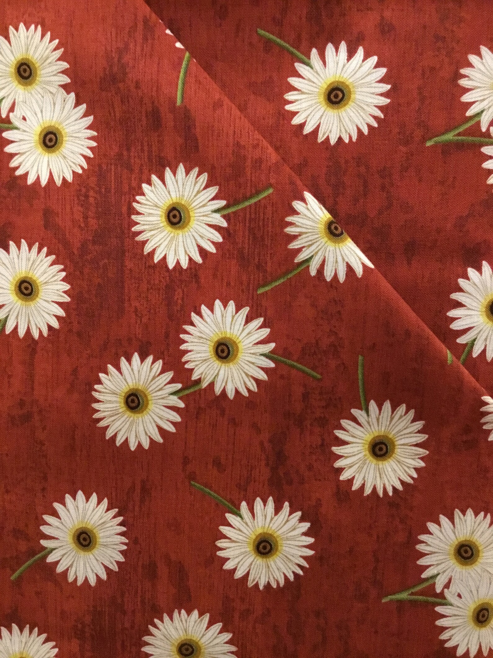 Red Daisies Fabric Etsy