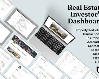 Real Estate Investor's Dashboard V1.0 - Notion Template for Investors and Property Mangers. Tenants, Bills, and More. Duplicate Template Now