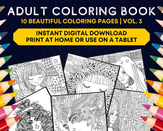 Download Printable Coloring Book Digital Album Beautiful Coloring Etsy