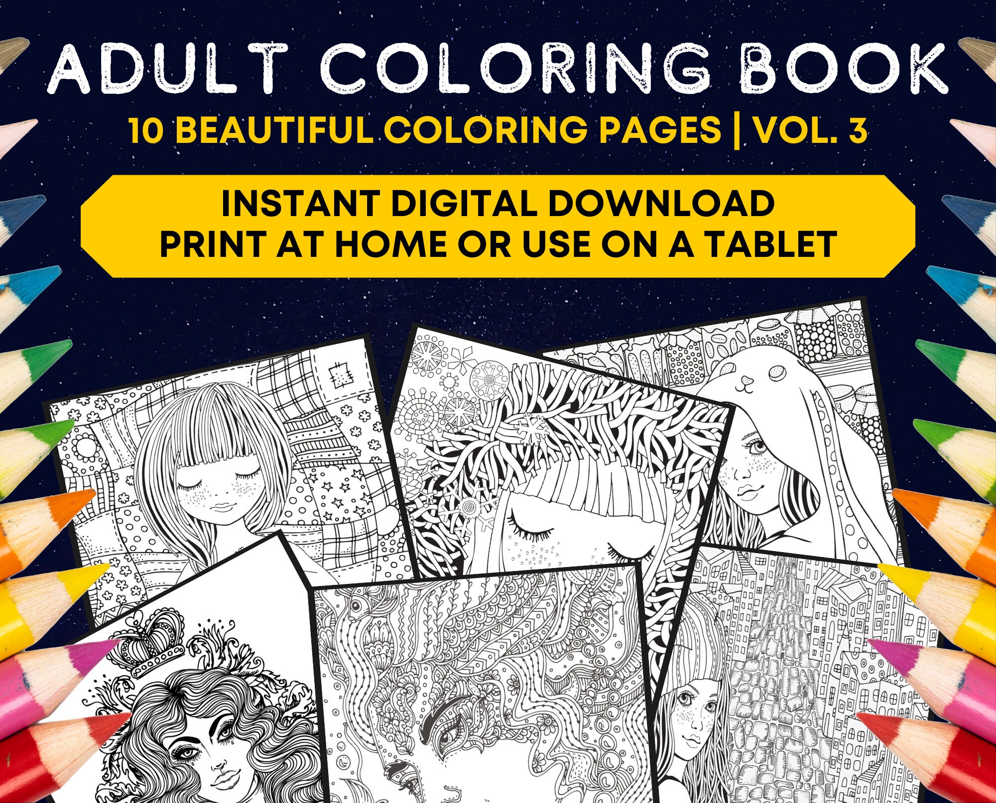 Download Printable Coloring Book Digital Album Beautiful Coloring Etsy