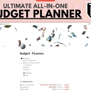 Digital Budget Planner | Notion Template | Track Personal and Business Expenses, Bills and Investments. Best Saving & Spending Tracker 2022