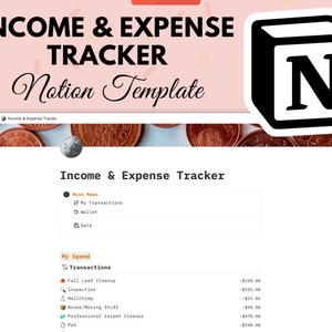 Income & Expense Tracker | Notion Template Budget Planner - Digital ...