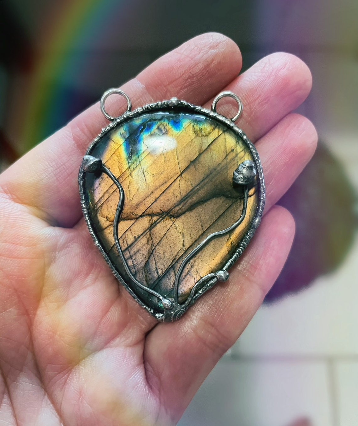 Download Labradorite Mushroom pendent magic witchy gothic fairy | Etsy