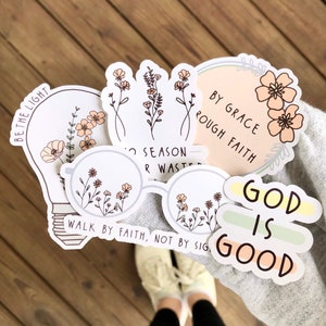 Bible Verse Inspired Dainty Peach Blossoms Floral Sticker Pack - Faith, Christian, God, Bible Study Laptop, Waterbottle, Journal Sticker