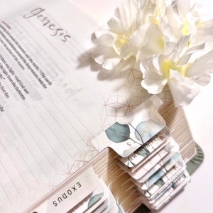 Gold Foil Gilded Eucalyptus Watercolor Bible Tabs - 66 Book + 9 Blank Tabs | Bible Journaling, Bible Study, Bible Accessories, Sticker Tabs