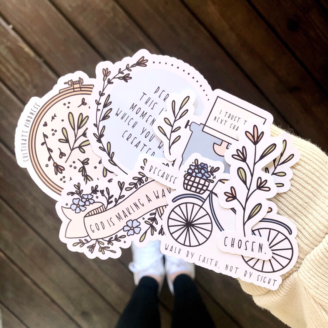 Bible Verse Inspired Rustic Blossoms Floral Sticker Pack - Faith ...