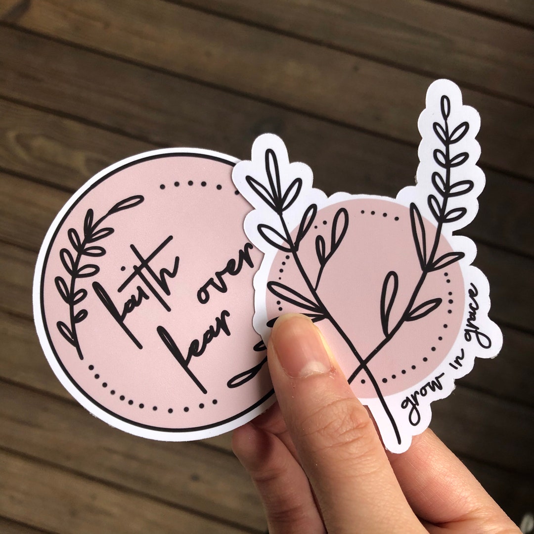 Bible Verse Inspired Pink Sketched Floral Sticker Pack - Faith ...