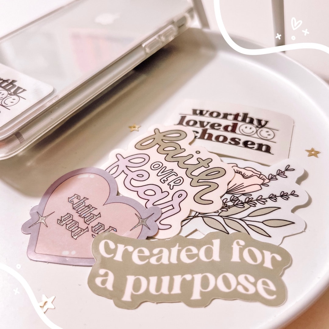 Bible Verse Inspired Spring Danish Pastel Vinyl Sticker Pack - Faith, Christian, God, Bible Study, Laptop, Water bottle, Journal Sticker