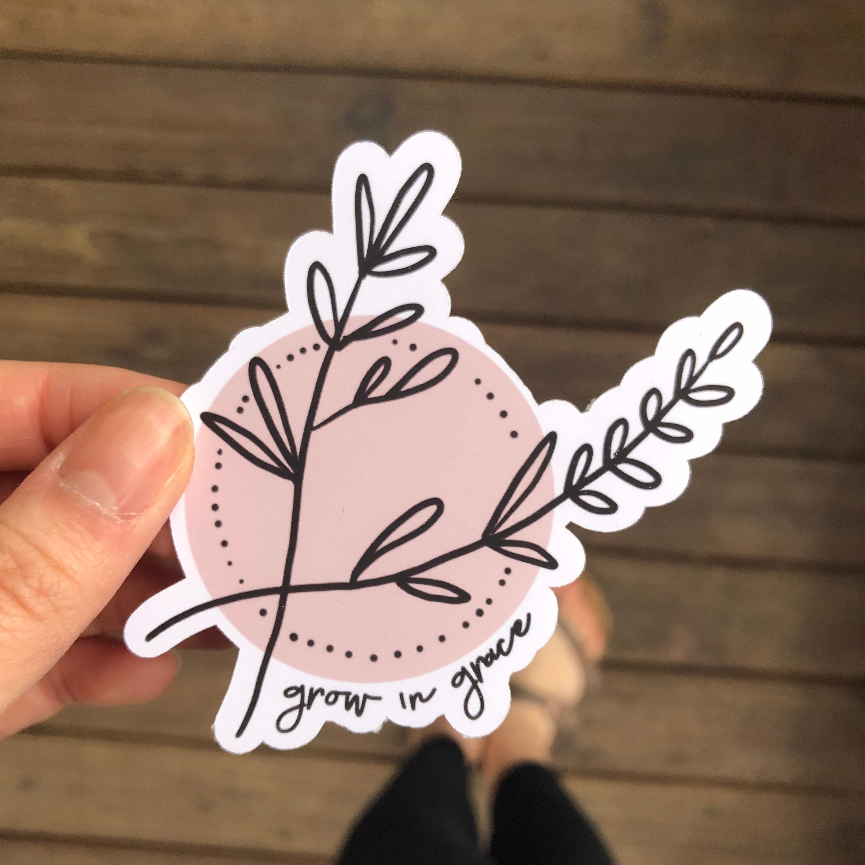 Grow in Grace 2 Peter 3:18 Sketched Floral Sticker - Faith, Christian ...