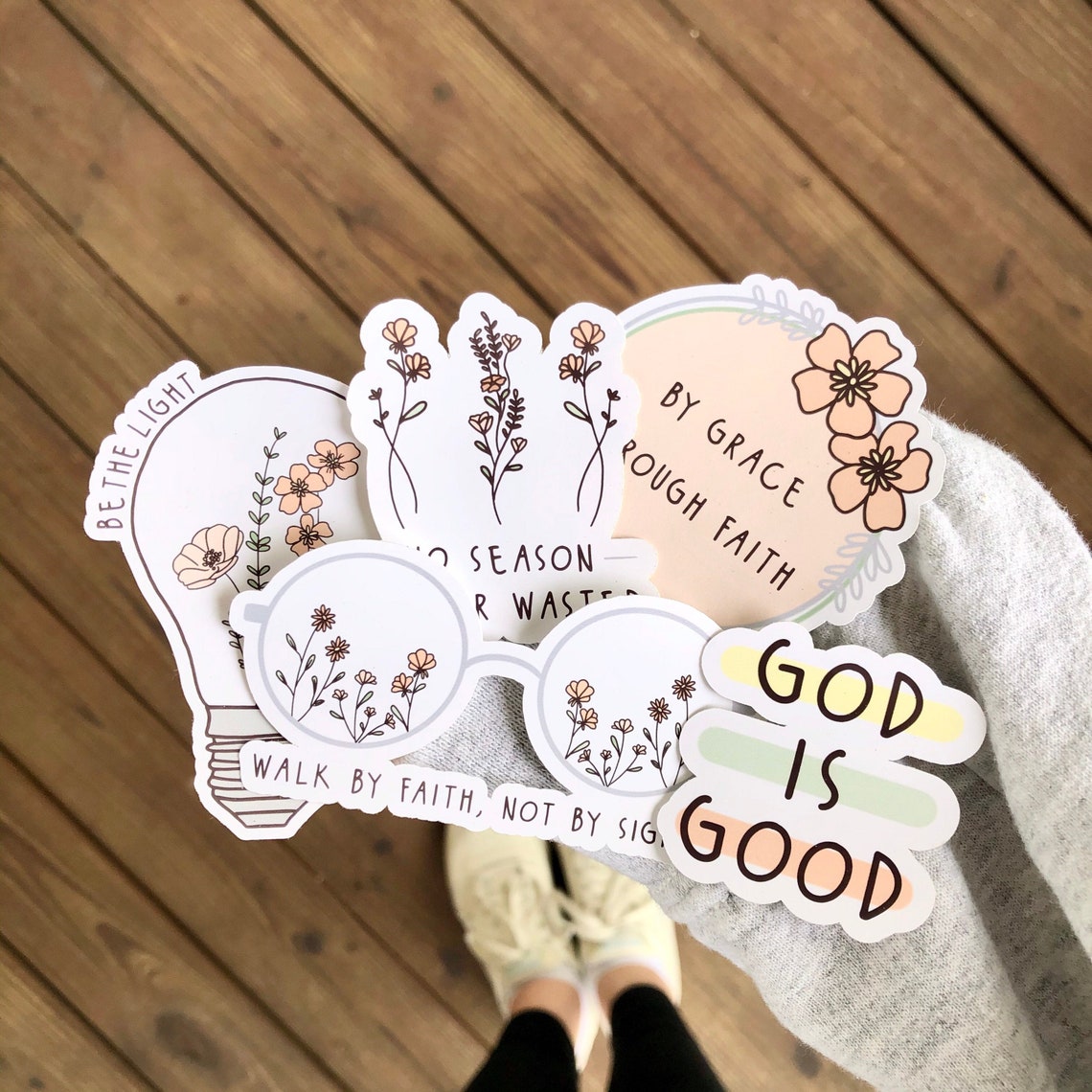 Bible Verse Inspired Dainty Peach Blossoms Floral Sticker Pack image 0
