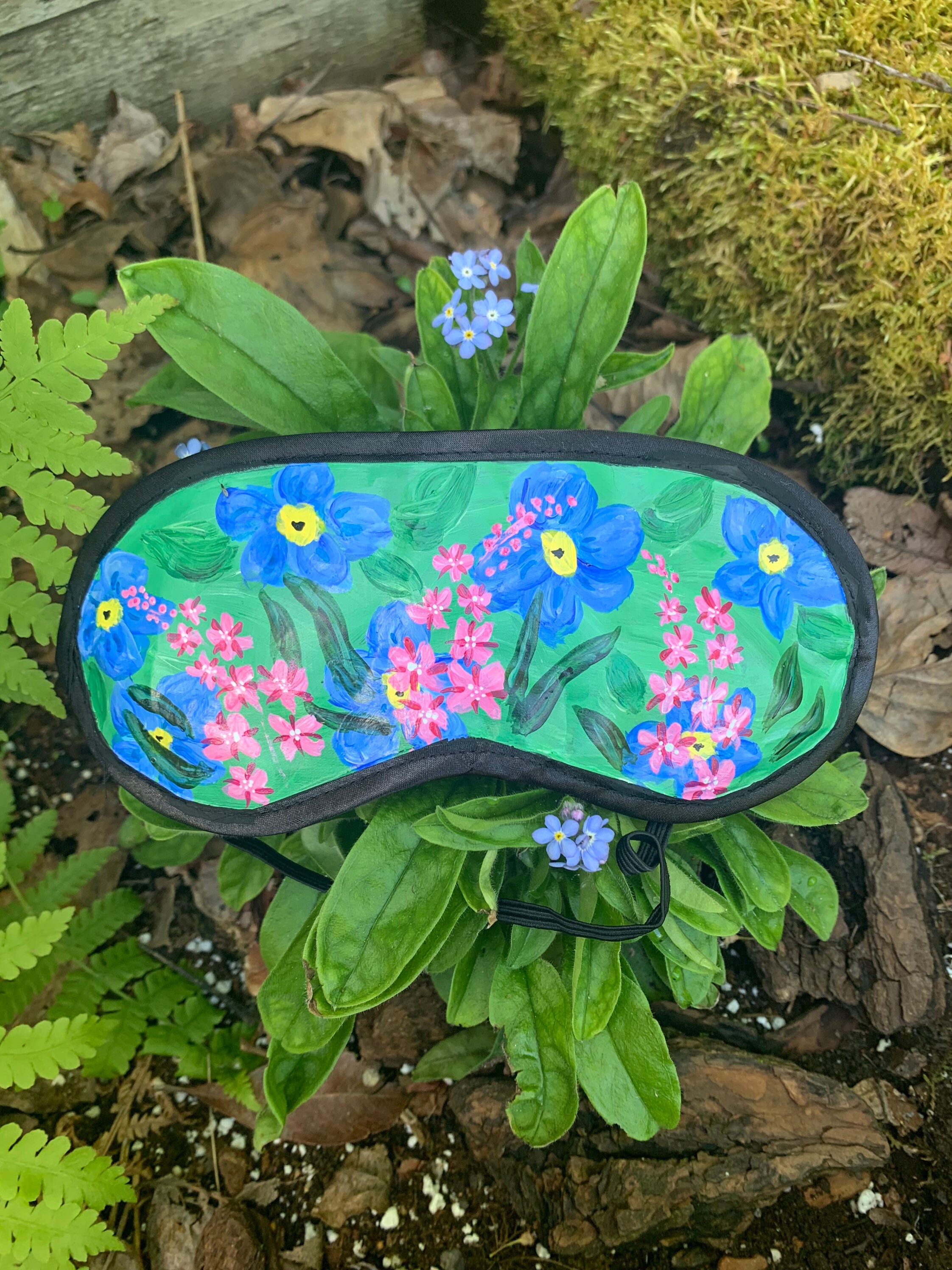 Wildflower Eye Mask, Meditation Mask, Sleep Mask, Handpainted