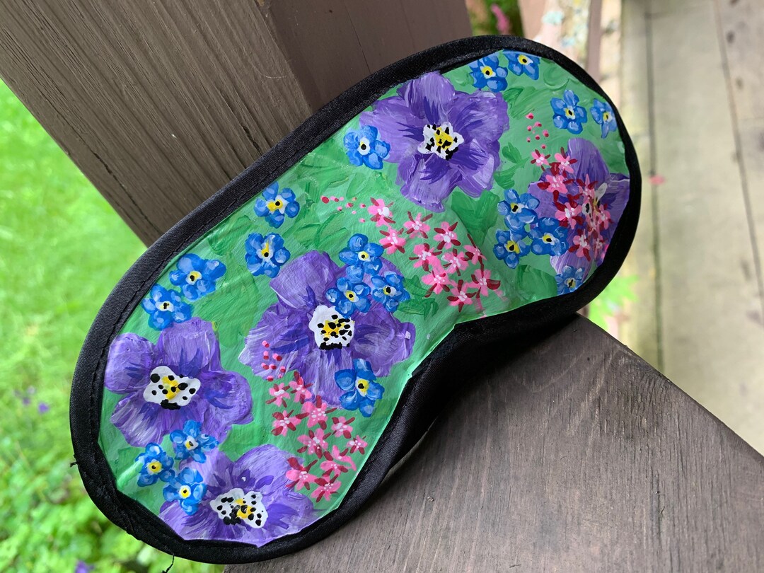Wildflower Eye Mask, Meditation Mask, Sleep Mask, Handpainted