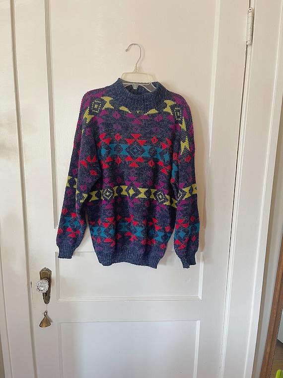 Vintage multicolor geometric 90s sweater