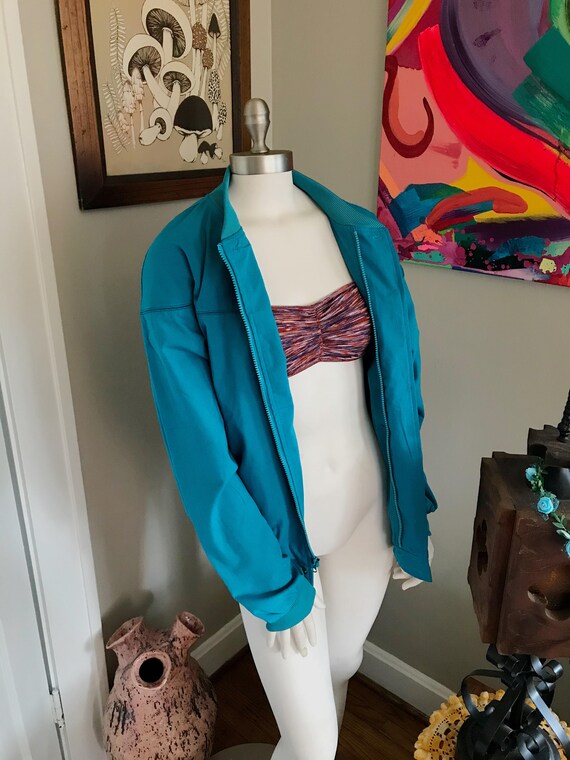 Vintage Retro Haband Bright Blue Zip Up Bomber Jac