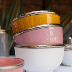 The Perfect Soup Muesli Bowl Ceramic Bowl with Silver Lining 100% Original Handmade in Morocco