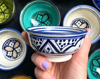 NEW! SMALL Hand Painted Ceramic Bowl Perfect for Snacks Dessert Decor 100% Handmade in Morocco